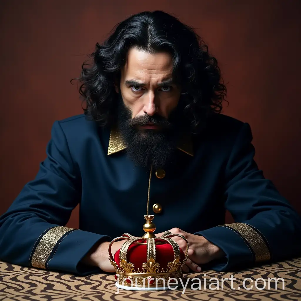 Sad-Man-in-Imperial-Navy-Vestment-Contemplates-Crown-in-AwardWinning-Studio-Portrait