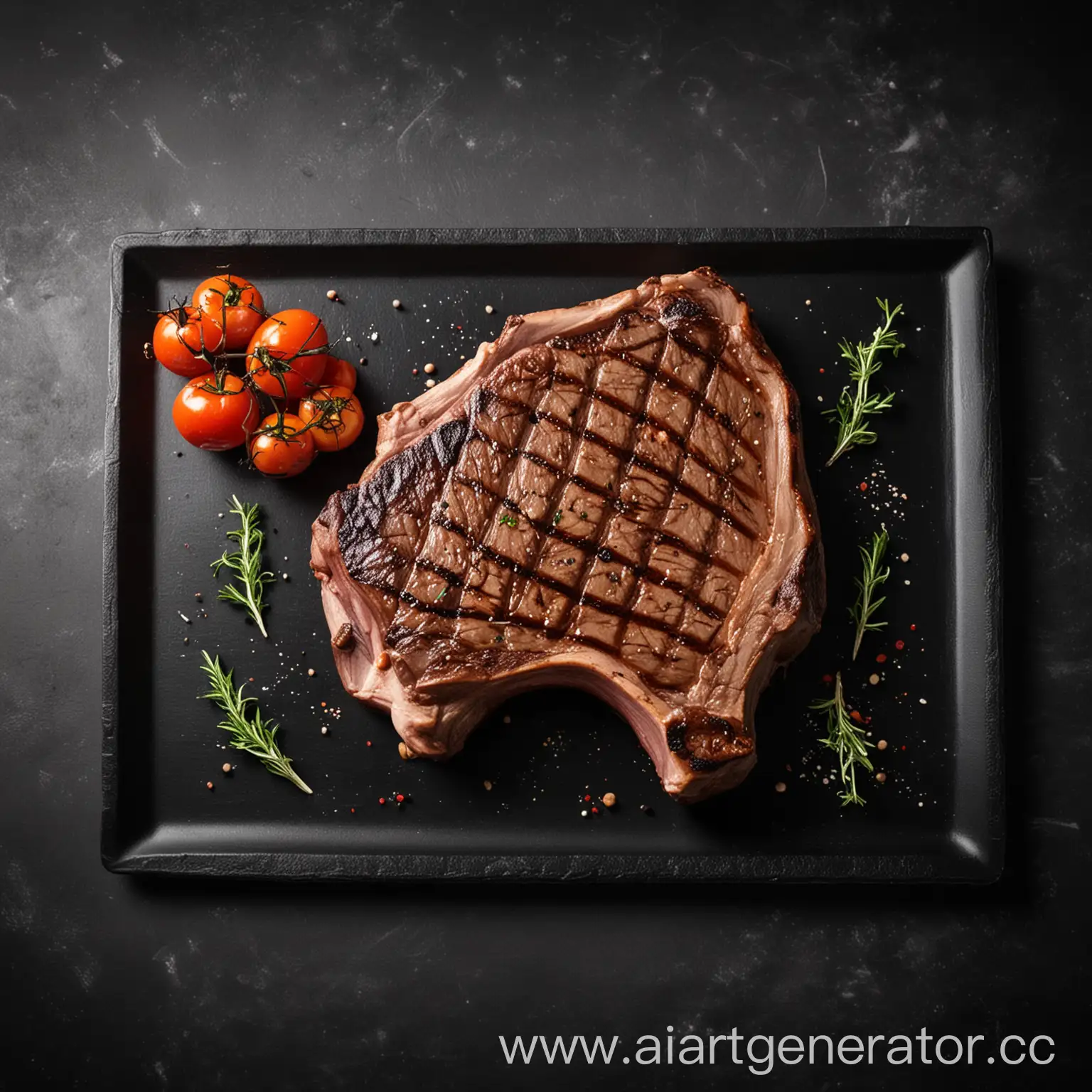 Juicy-Grilled-TBone-Steak-on-Rectangular-Black-Plate