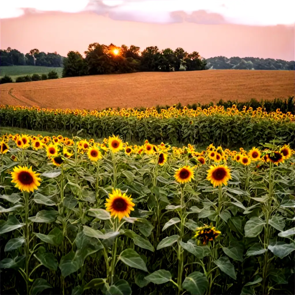 Vibrant-Field-with-Sunflowers-PNG-Image-Capturing-Natural-Beauty-in-HighQuality-Format