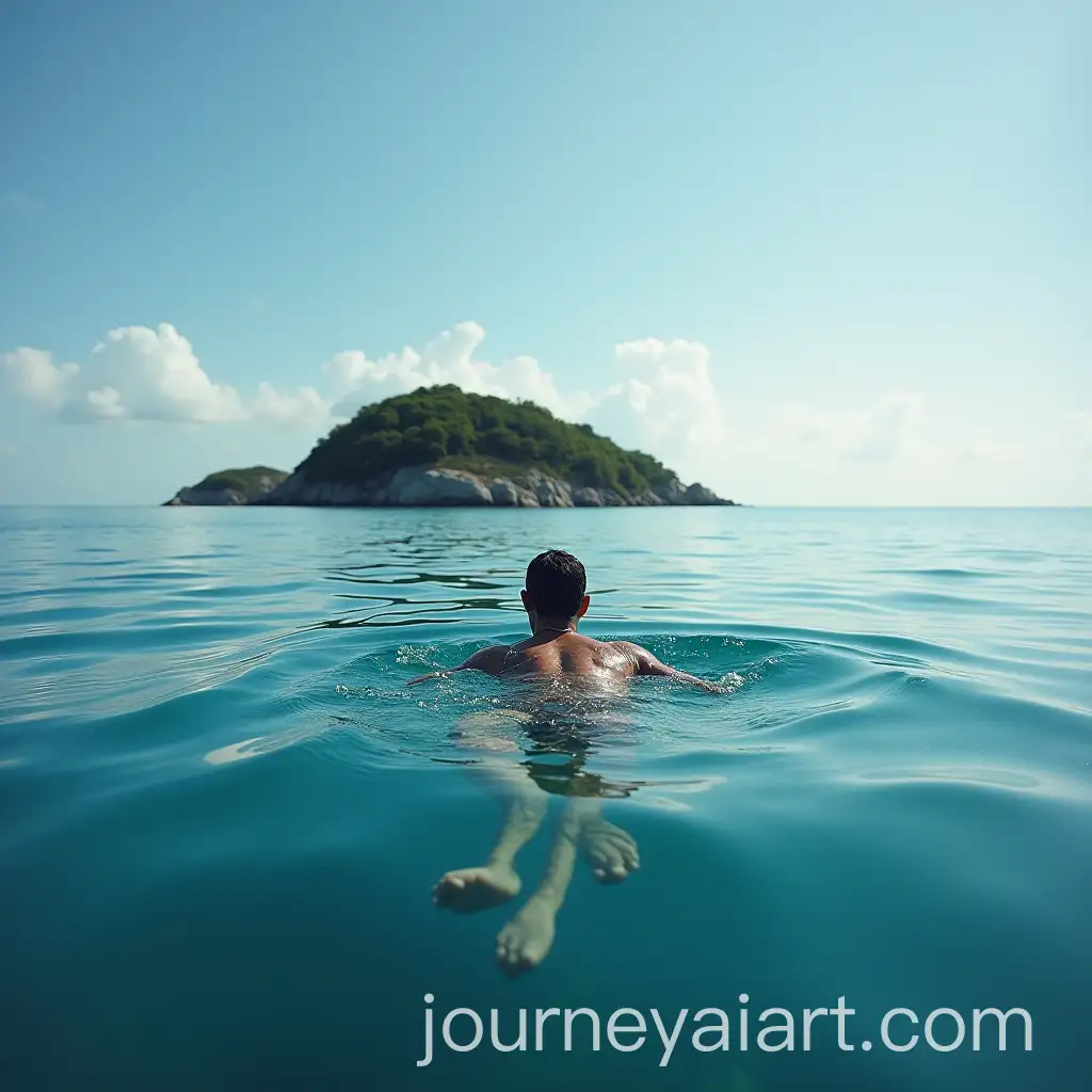 Swimmer-Gliding-Near-an-Island-in-the-Open-Sea