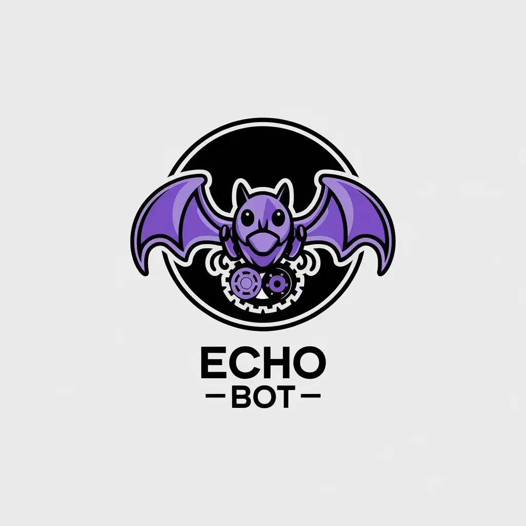 LOGO-Design-For-Echo-Bot-Mechanical-Purple-Bat-with-Gears-in-Circle