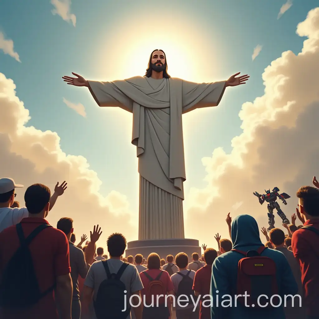 Divine-Figure-with-Crowd-and-Transformers-Tribute-Art
