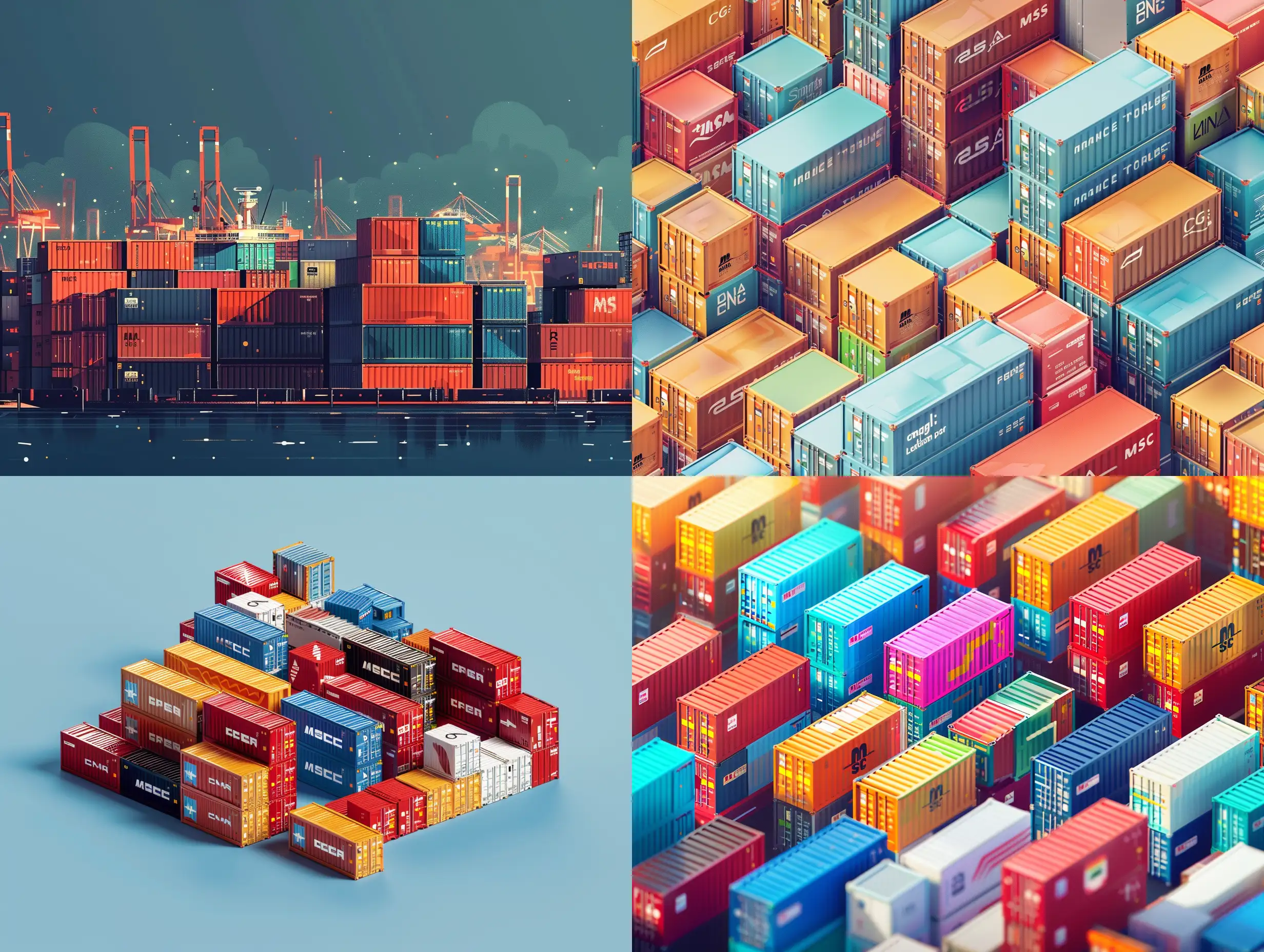 Colorful-Shipping-Containers-by-Maersk-HapagLloyd-CMACGM-MSC