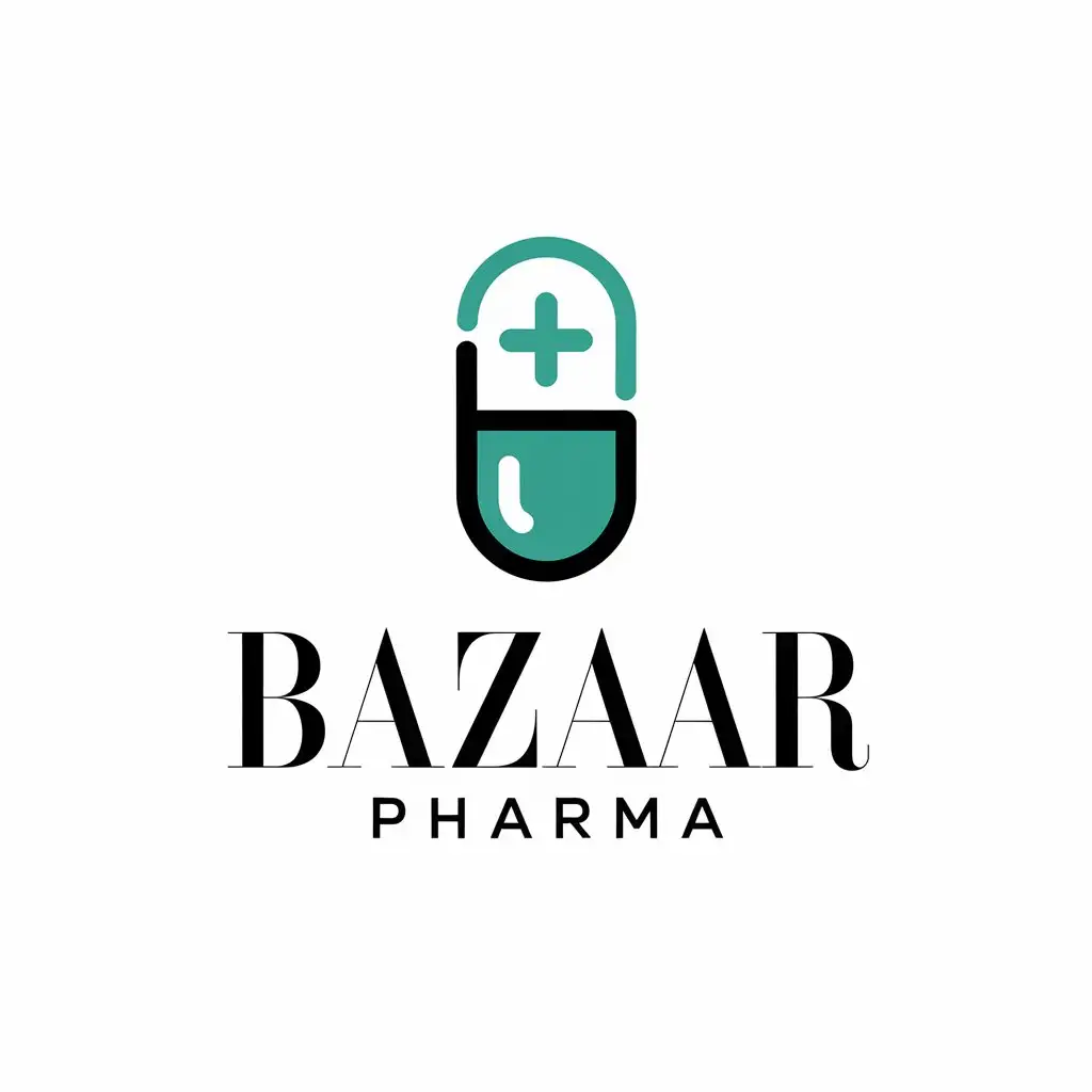 a vector logo design,with the text "BAZAAR PHARMA", main symbol:drug distribution company,Moderate,be used in Medical Dental industry,clear background