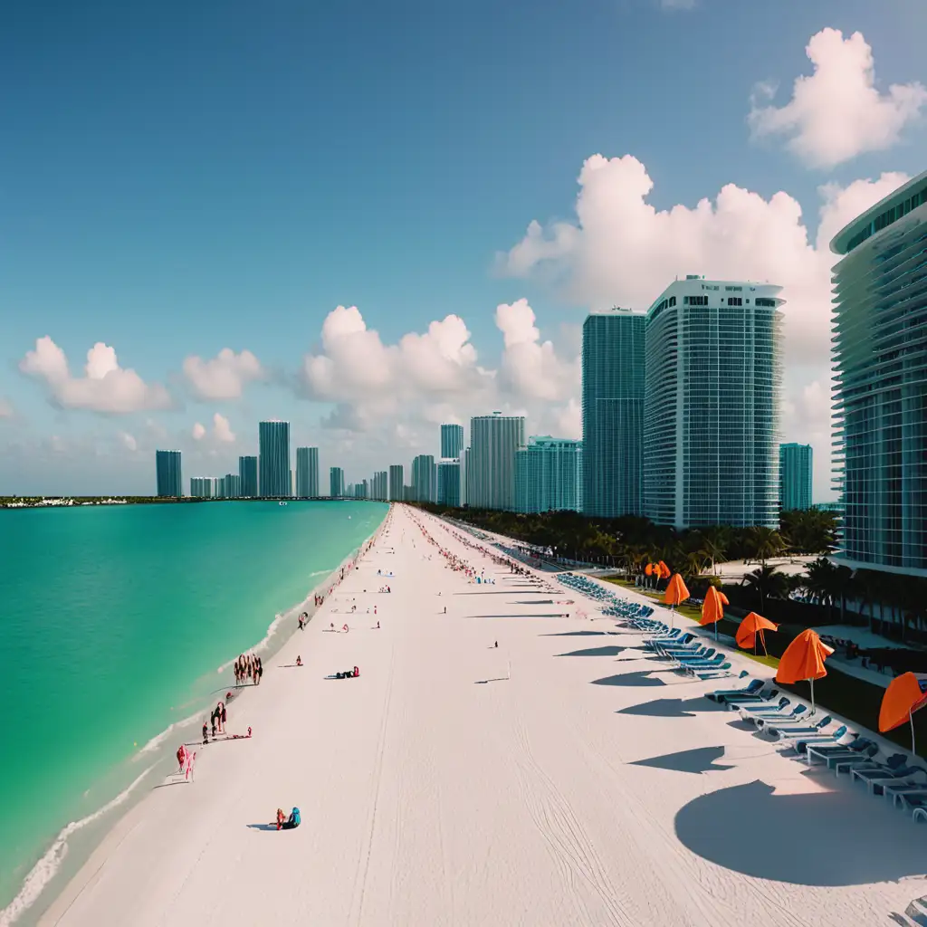 Vibrant Miami Vacation with Beach Sunset and City Skyline