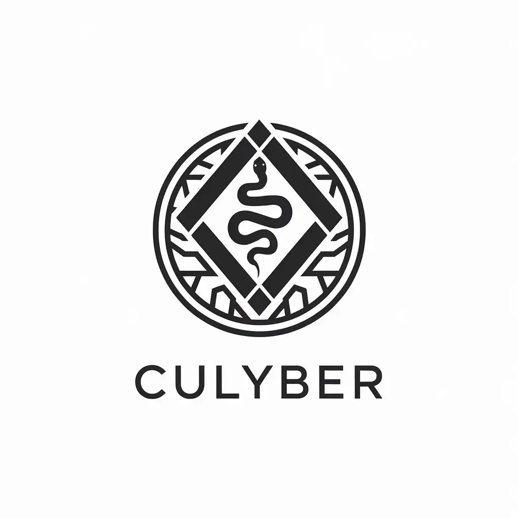 LOGO Design for Culyber Minimalistic Rhombus and Snake with Yggdrasil Elements for Internet Industry