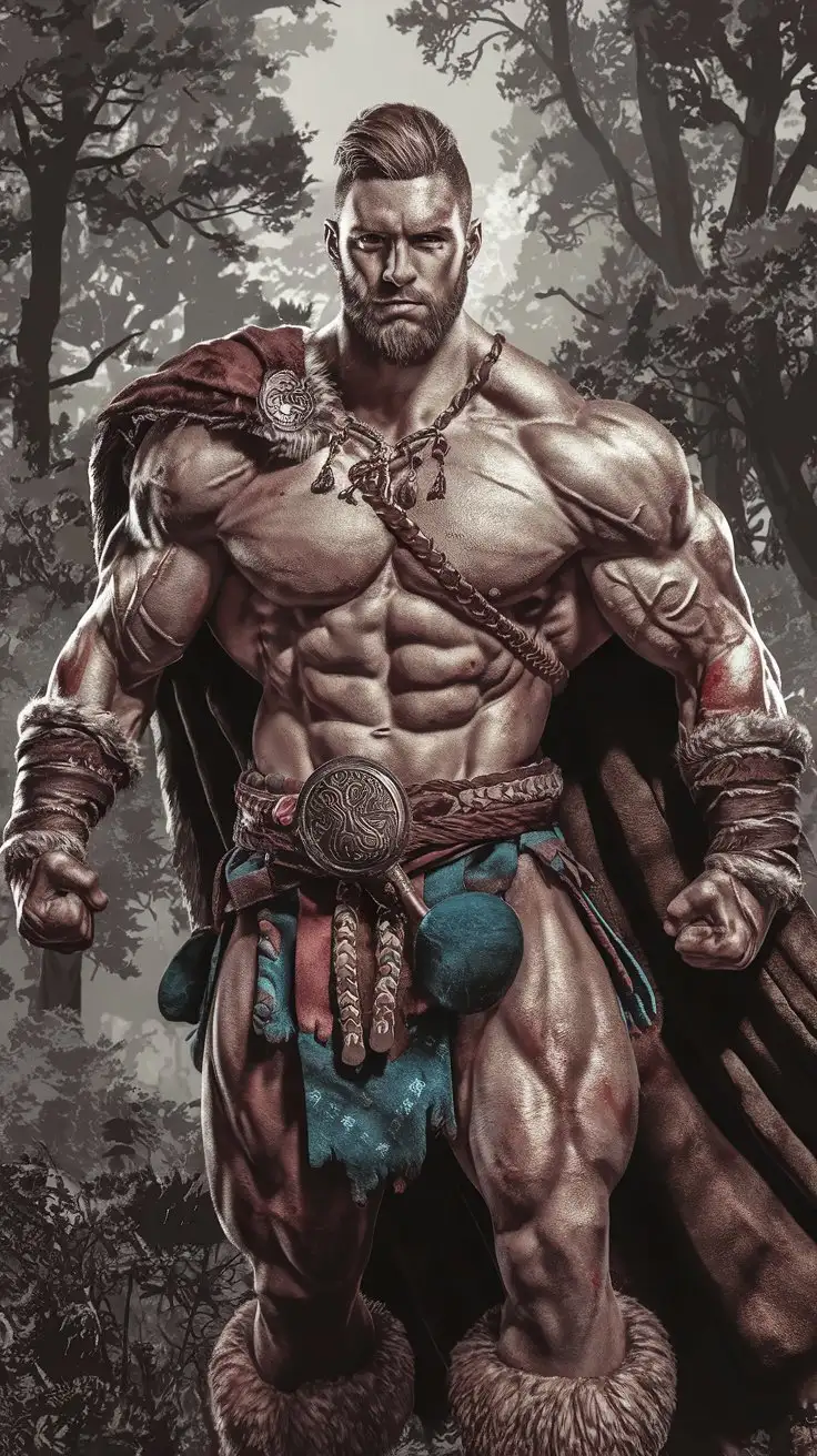 Viking-Super-Warrior-in-a-Forest-with-Incredible-Strength-and-Superpowers