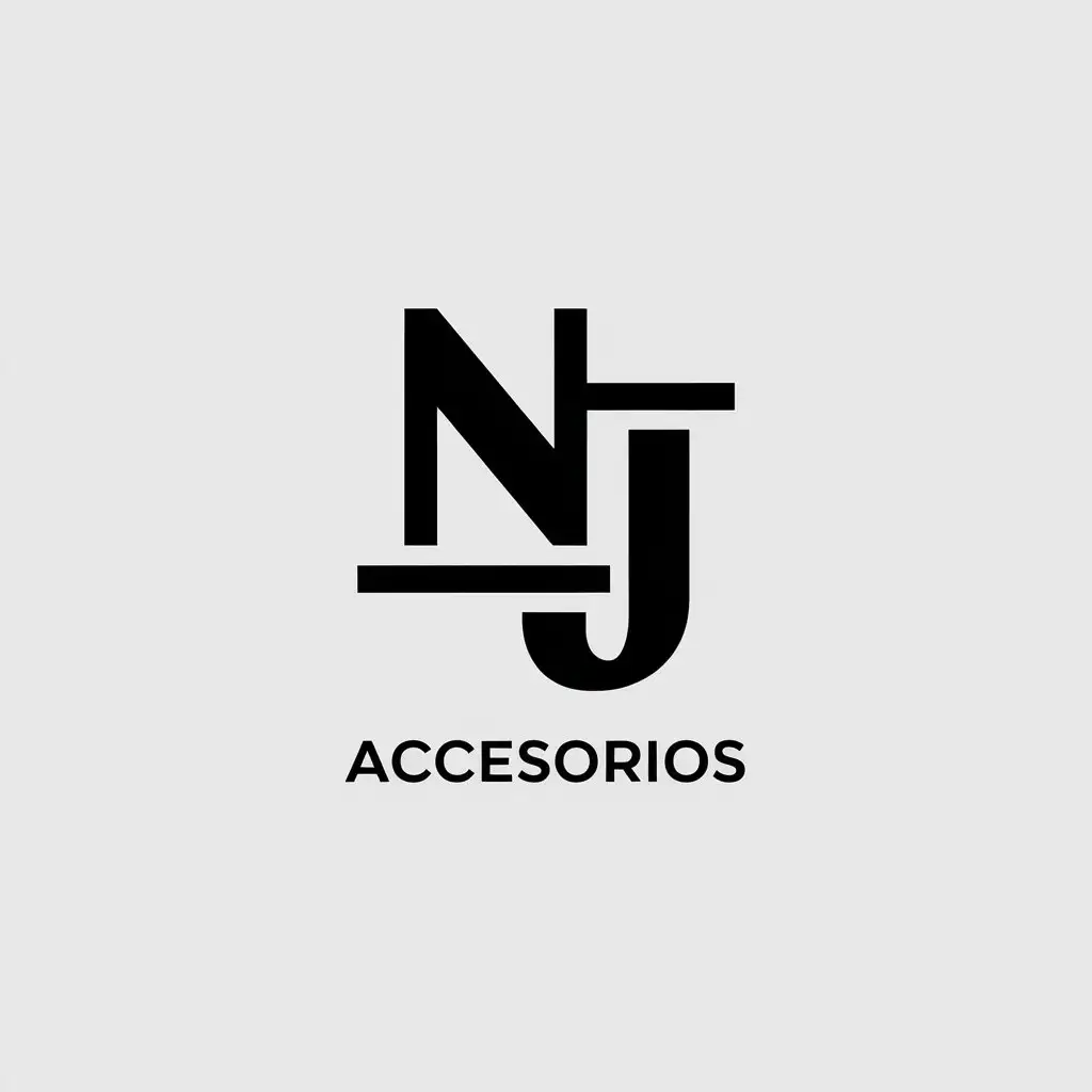 a vector logo design,with the text "accesorios", main symbol:two words NJ,Minimalistic,be used in Retail industry,clear background