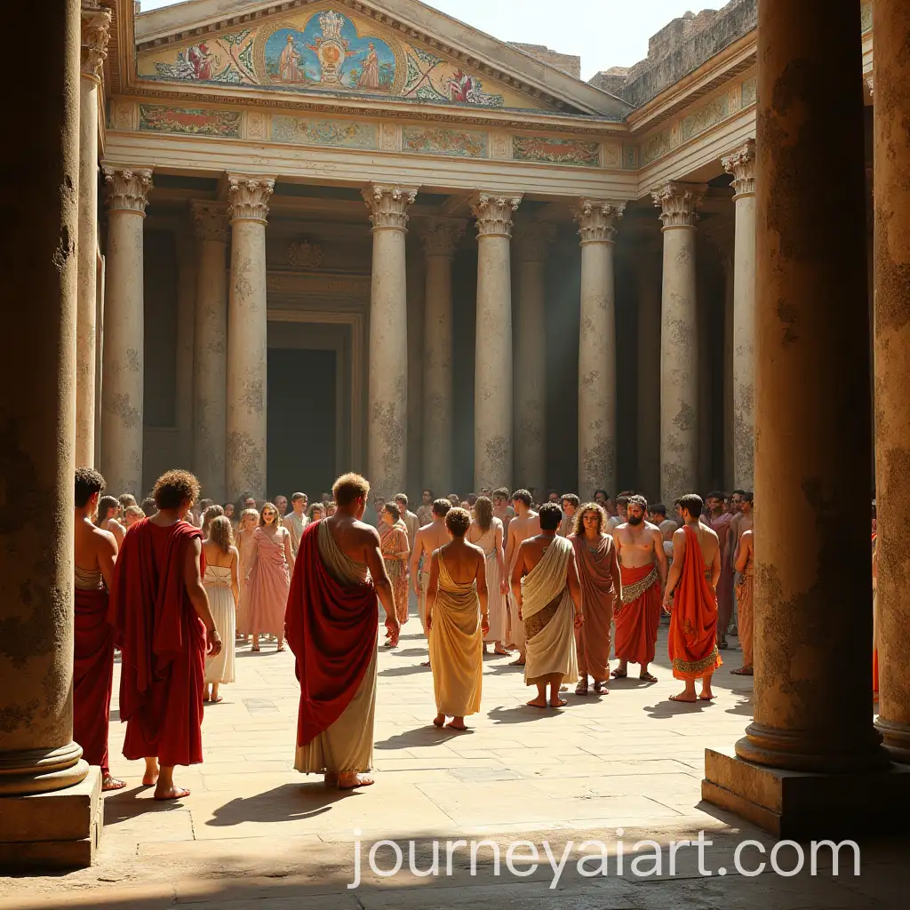 Exterior-of-Ancient-Roman-Bathhouse-with-Social-Gathering