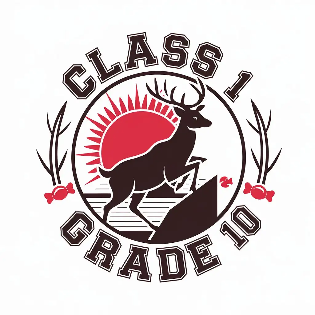 LOGO Design for Class 1 Grade 10 Deer Red Sun Candies Courage Climbing Theme for Education Industry