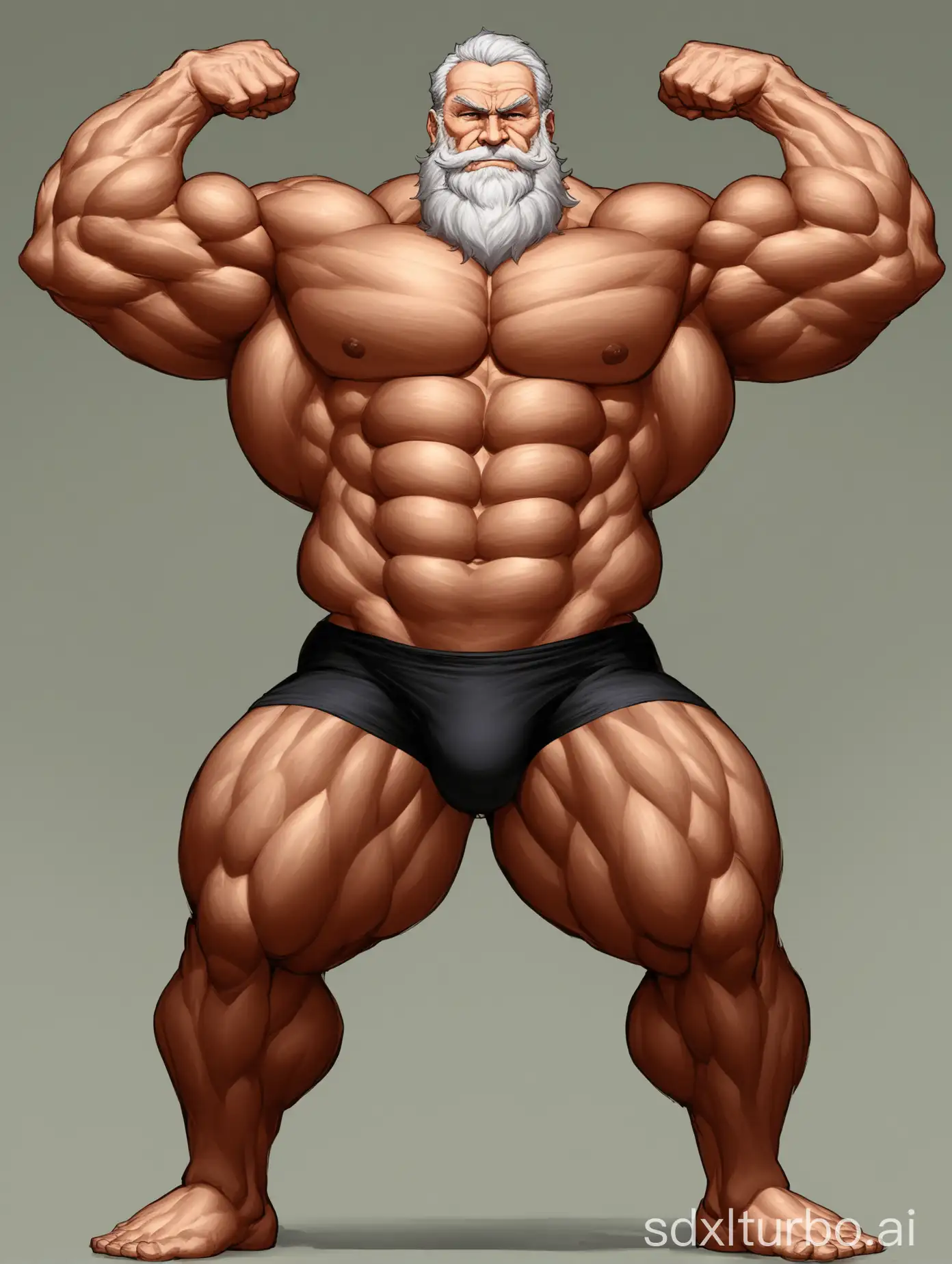 Giant-Old-Man-Flexing-Huge-Biceps-in-Underwear