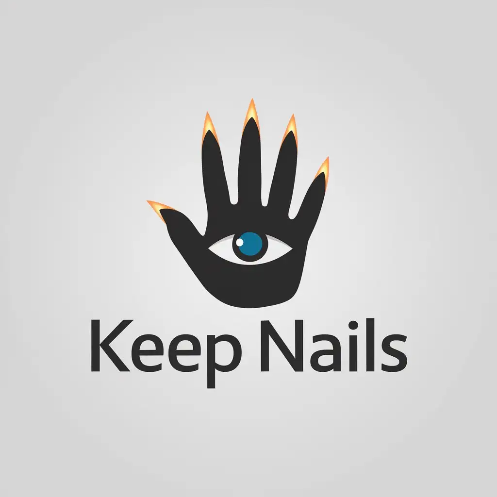 a logo design,with the text "Keep Nails", main symbol:An eye on the palm, sharp nails on the fingers. KeepNails sign,Moderate,clear background