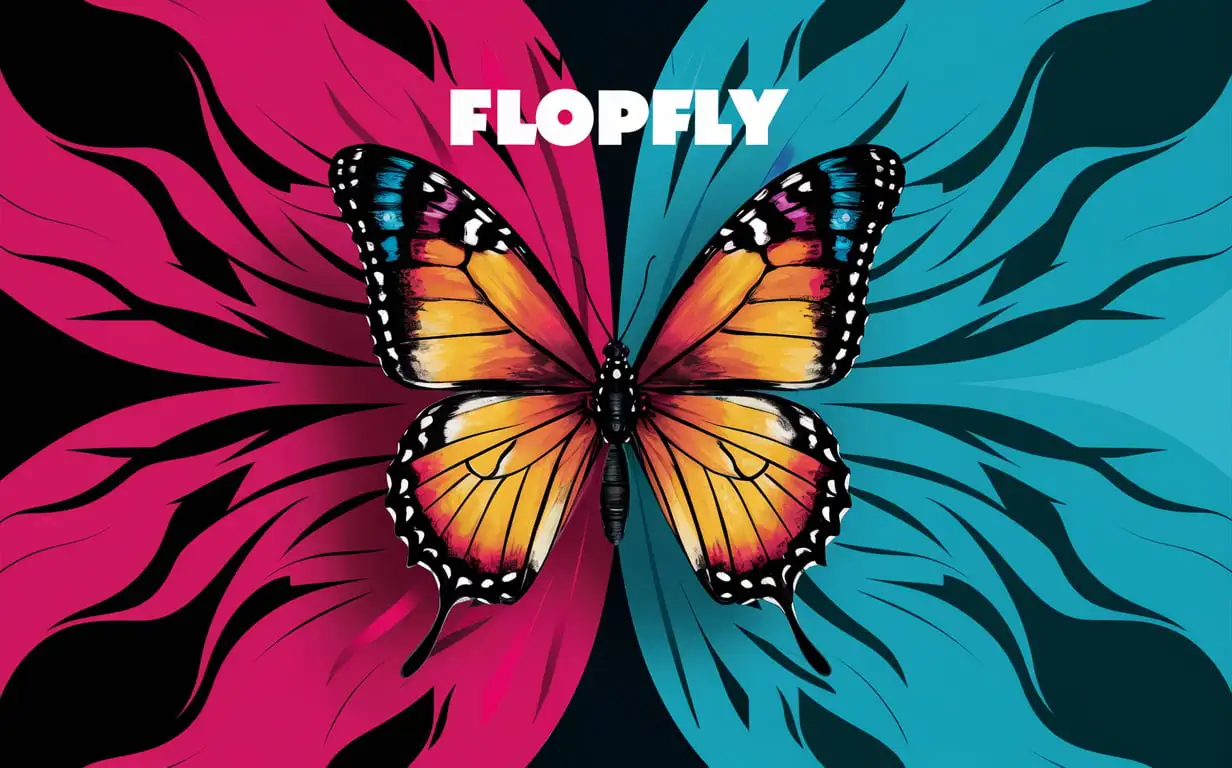 Обложка для творческого бренда flopfly. Бабочка яркая.