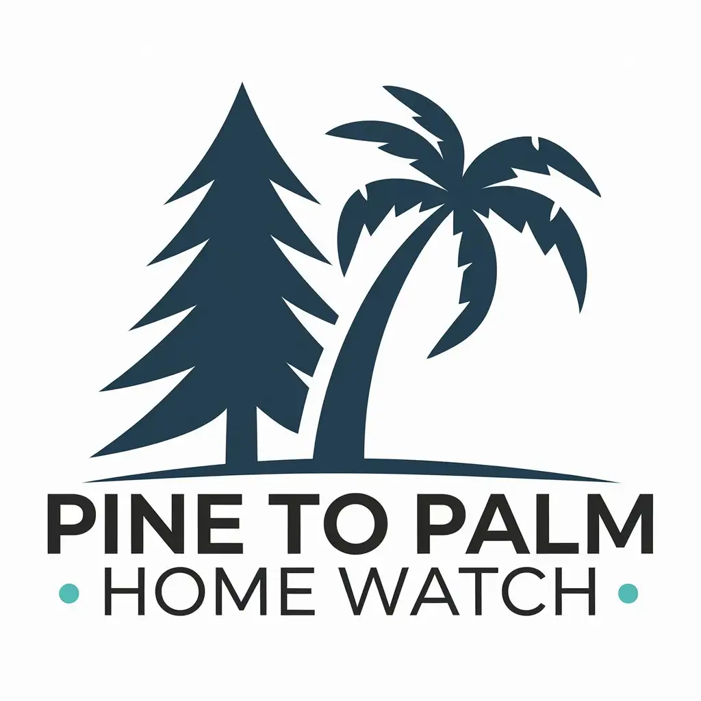 LOGO Design for Pine to Palm Home Watch Vector with Pine Tree Palm Tree and Real Estate Theme