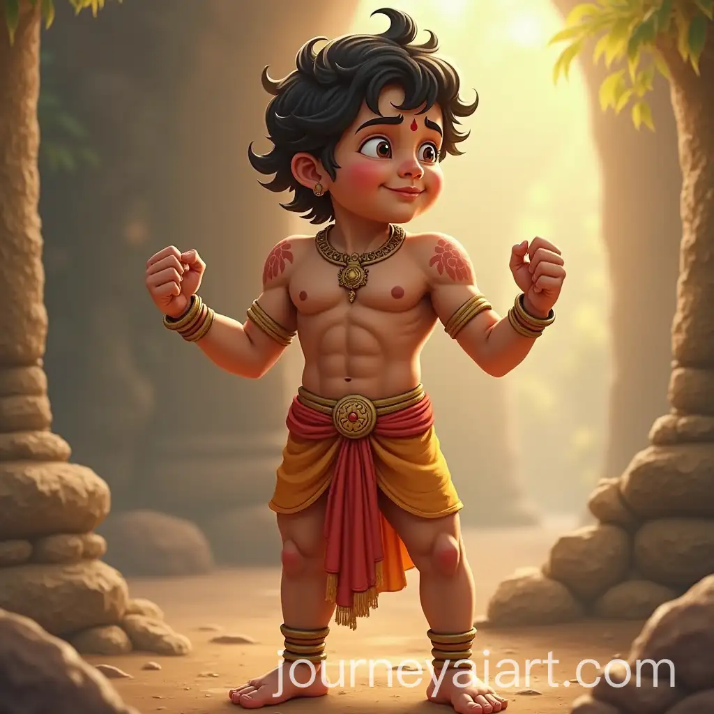 Young-LordAI-Image-Prompt-Expansion-Hanuman-as-a-Muscular-Child-Inspired-by-the-Ramayan