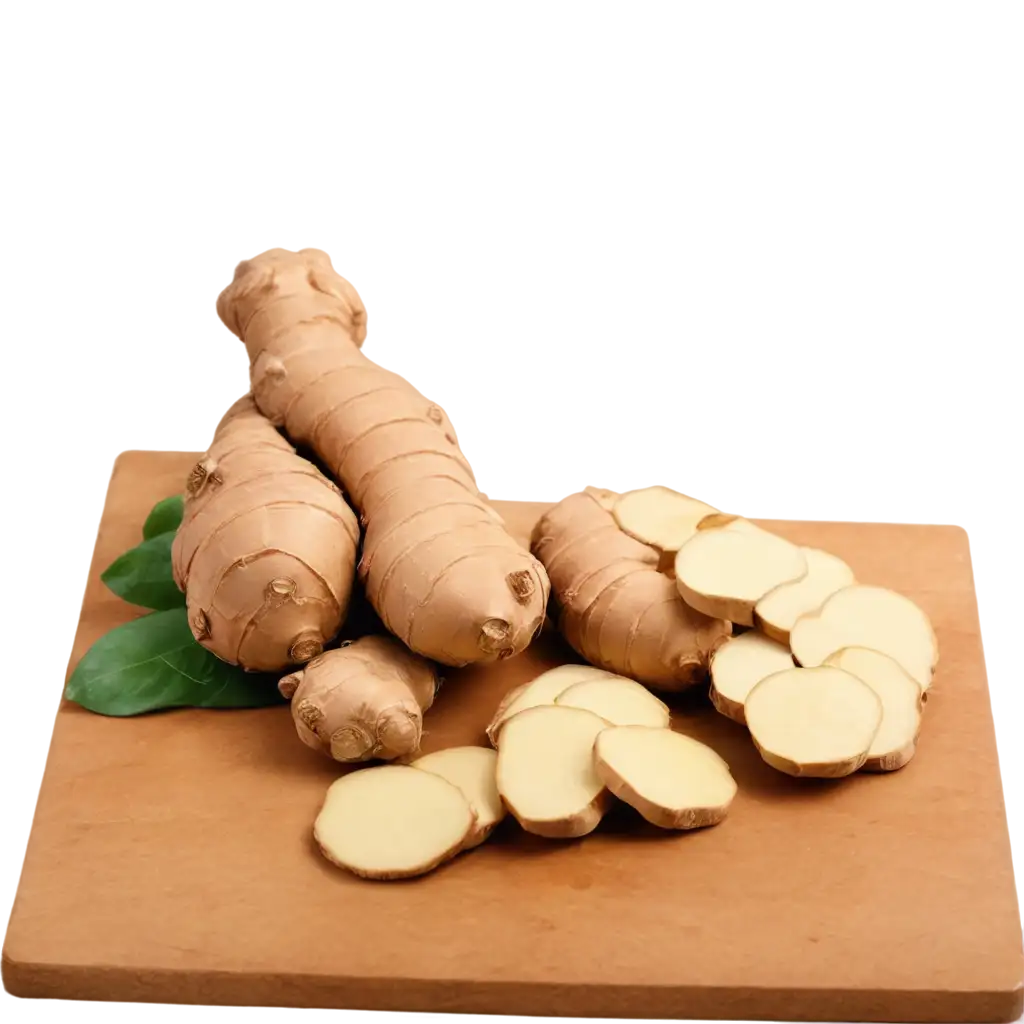 Fresh-Ginger-on-a-Cutting-Board-PNG-Image-for-HighQuality-Visuals