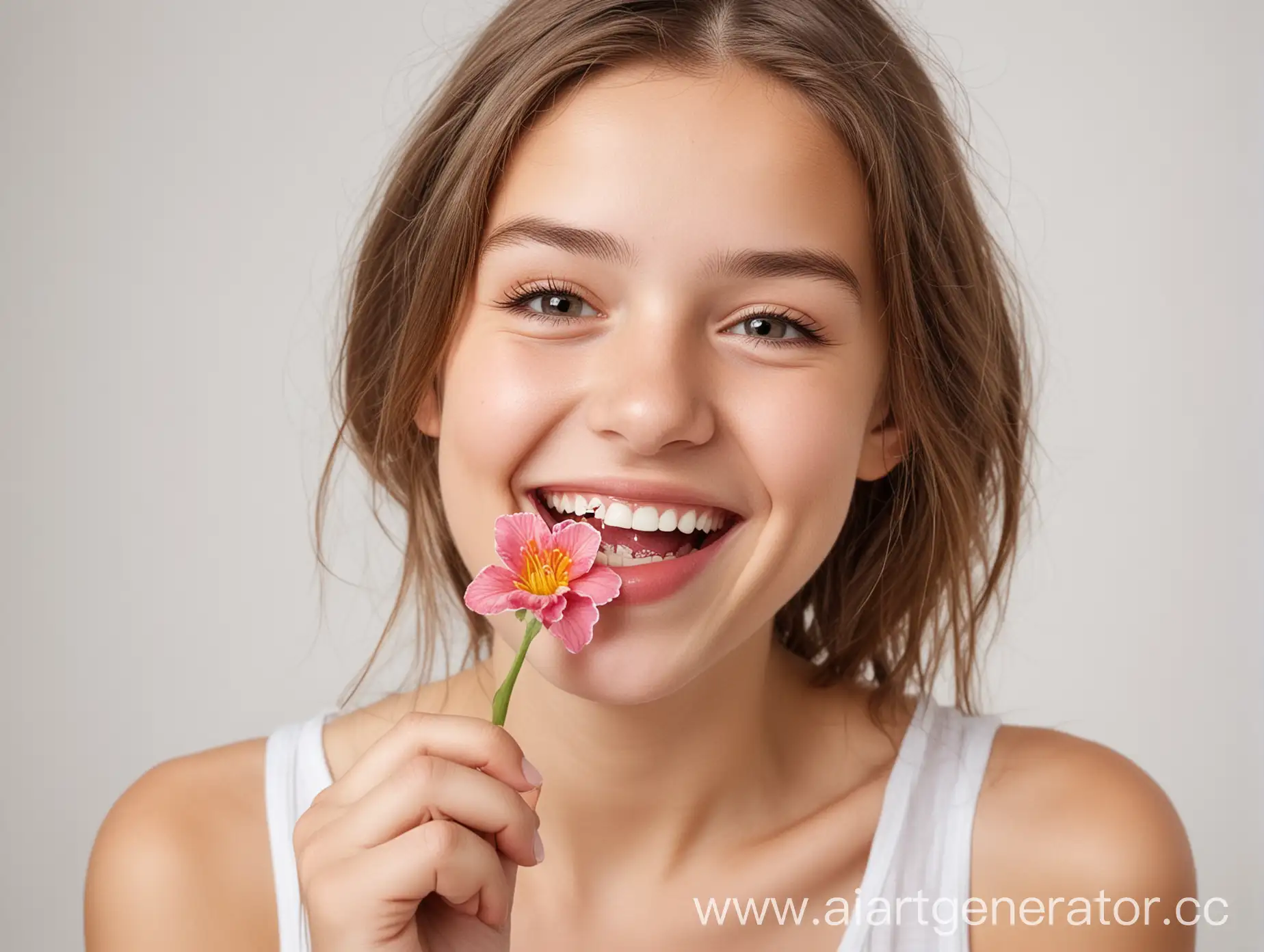 Cheerful-Girl-with-Flower-Smiling-on-White-Background