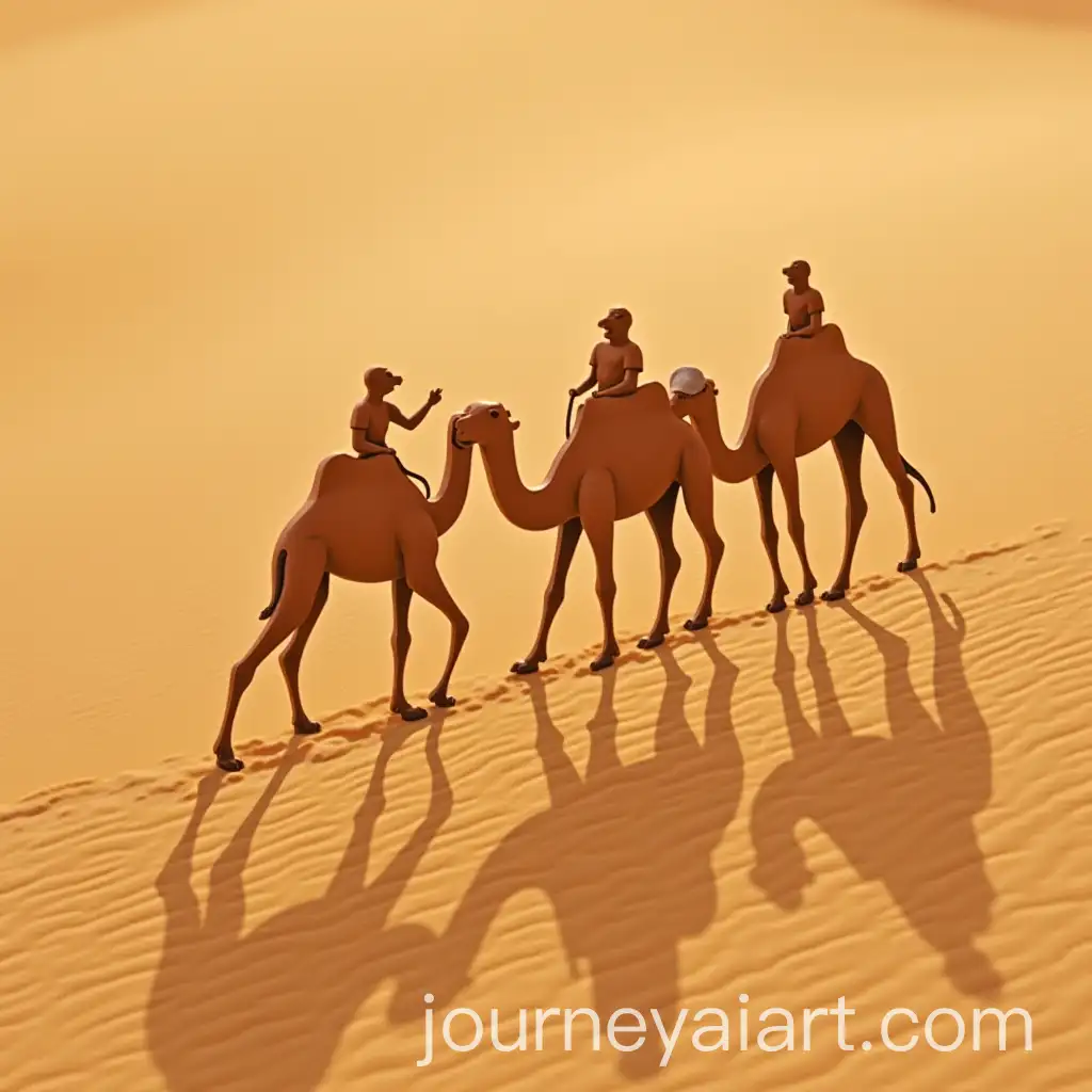 Camel-Caravan-and-Ancient-Kufic-Letters-in-Desert-Sands