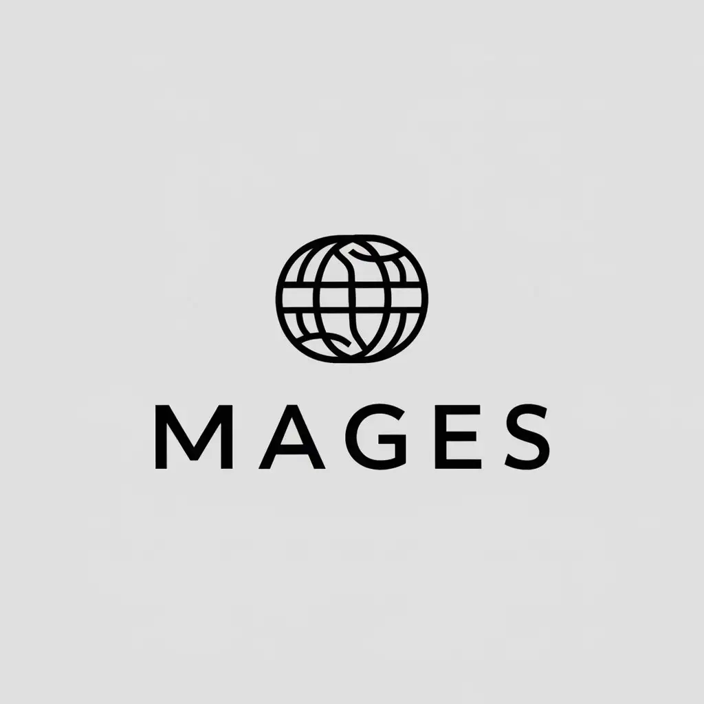 a logo design,with the text "MAGES", main symbol:international economic cooperation,Minimalistic,be used in Finance industry,clear background