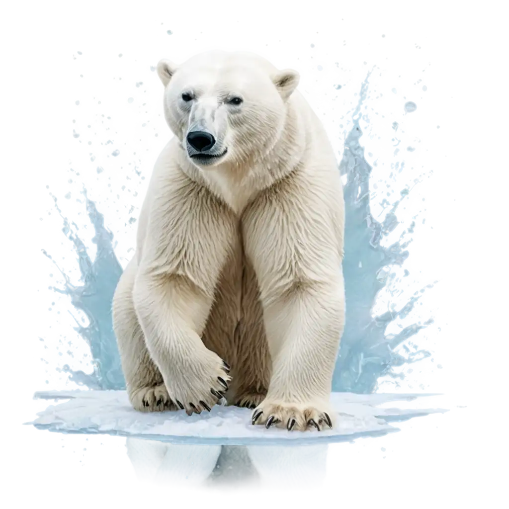 Cartoonized-Polar-Bear-Surrounded-by-Ice-and-Sea-PNG-Image-for-Crisp-Clarity-and-Stunning-Visuals