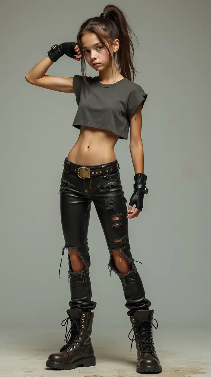 Confident-Punk-Girl-Posing-in-Ripped-Leather-Pants-and-Combat-Boots