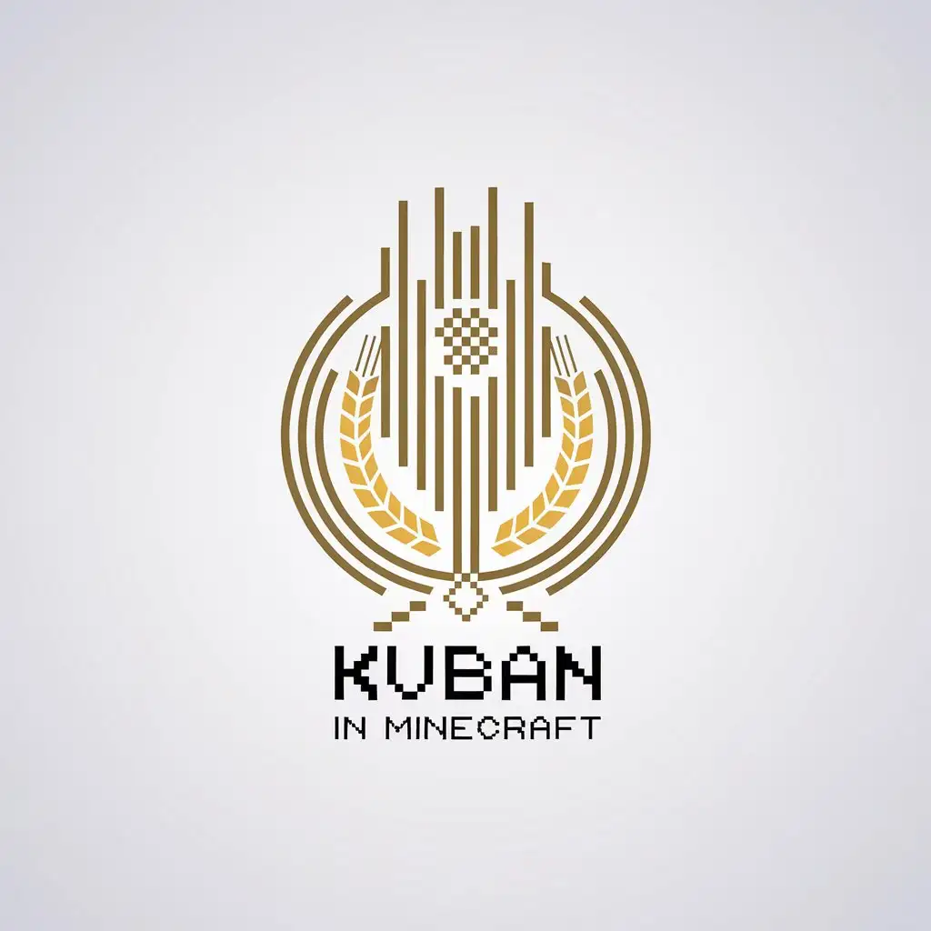 LOGO Design for Kuban in Minecraft Circle with Sunflower Wheat and Minimalistic Elements