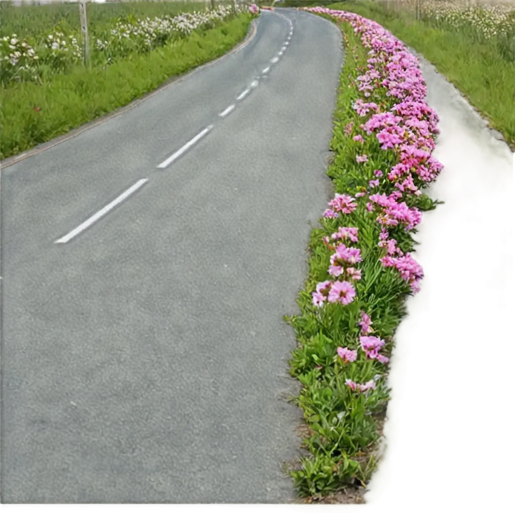 flower straight road