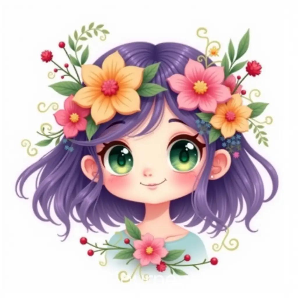 AI-Image-Prompt-ExpansionWhimsical-Young-Girl-with-Flowing-Hair-and-Vibrant-Floral-Adornments