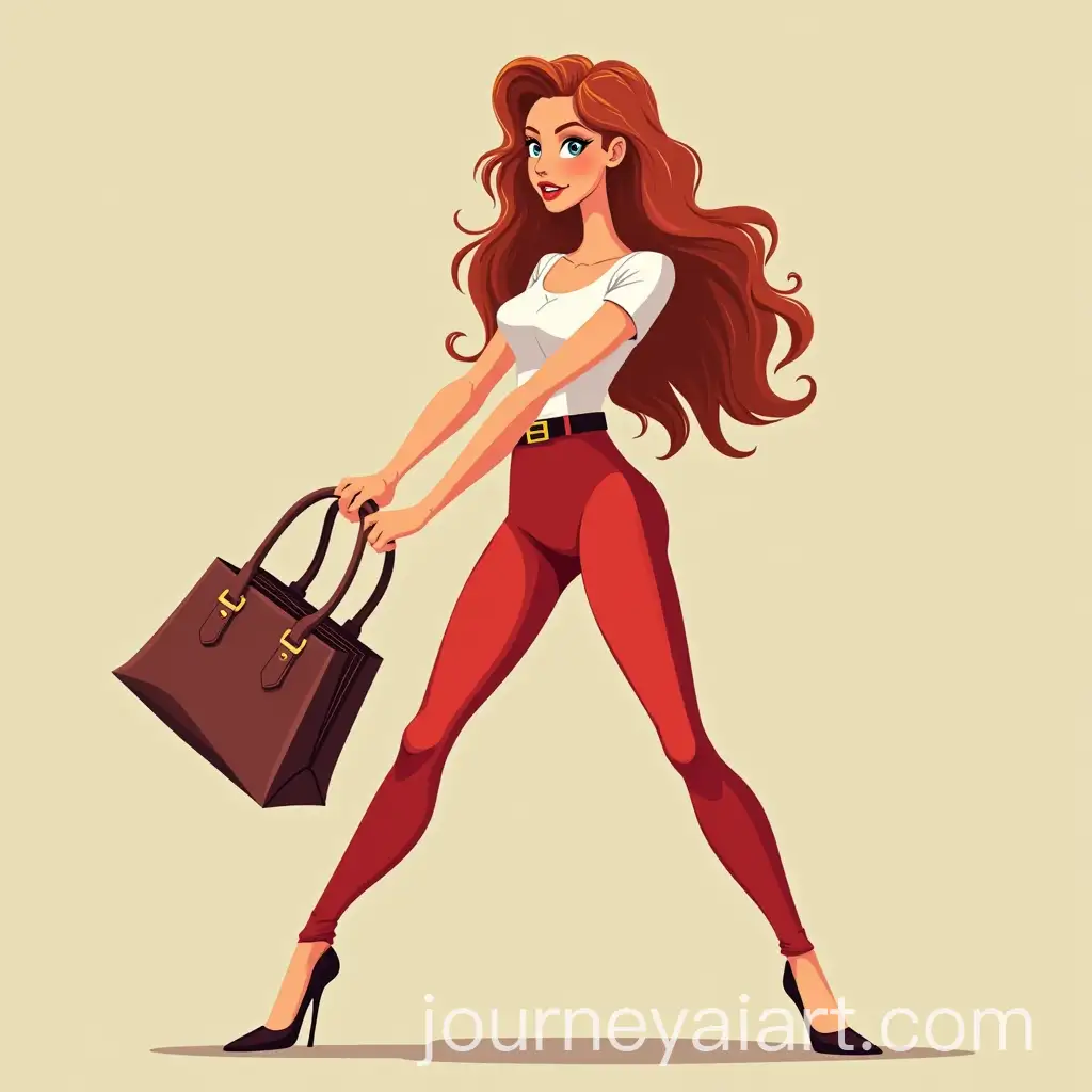 Animated-Image-of-a-Woman-Stealing-a-Handbag-Using-a-Large-Bag-for-Theft