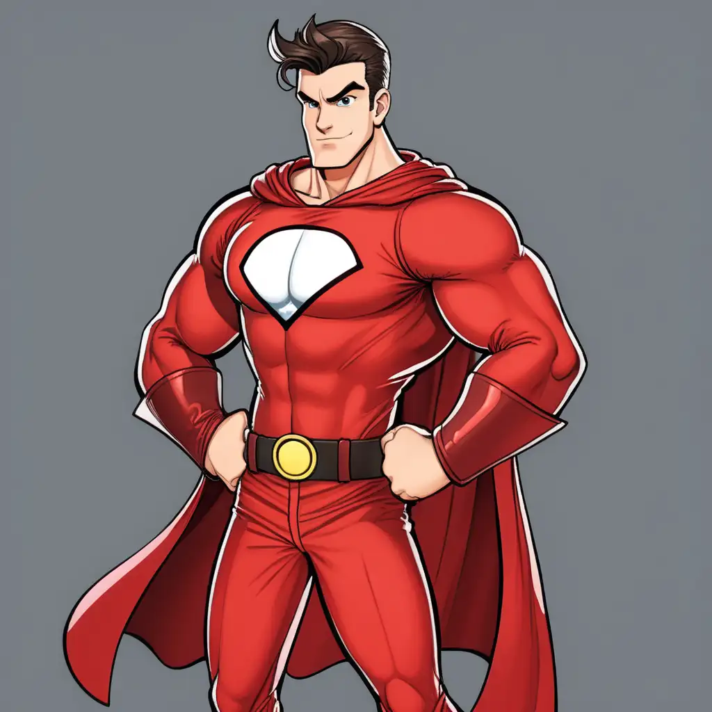 Cartoon Hero in Red Costume No Cape