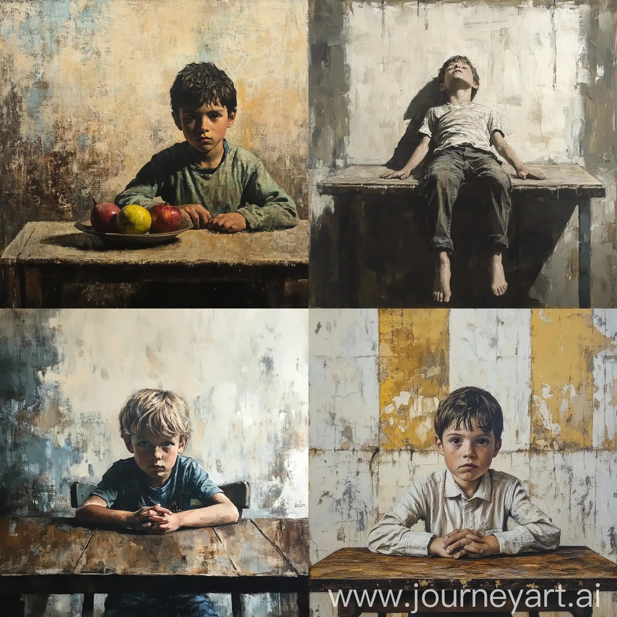 Boy-Sitting-on-Table-with-Books-and-Toys