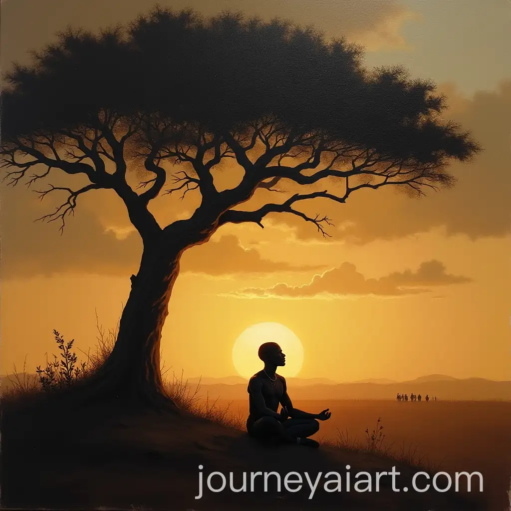 Lone-African-Warrior-Meditating-Under-Acacia-Tree-at-DuskAI-Art-Prompt-Expansion