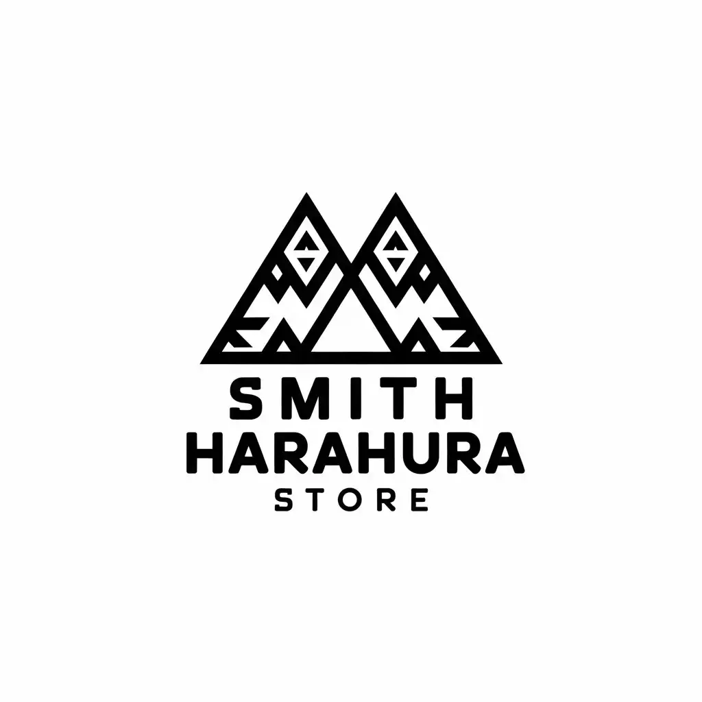 LOGO Design for Smith Harahura Store Outdoor Vibes with Tribal Elements and Mountain Peaks