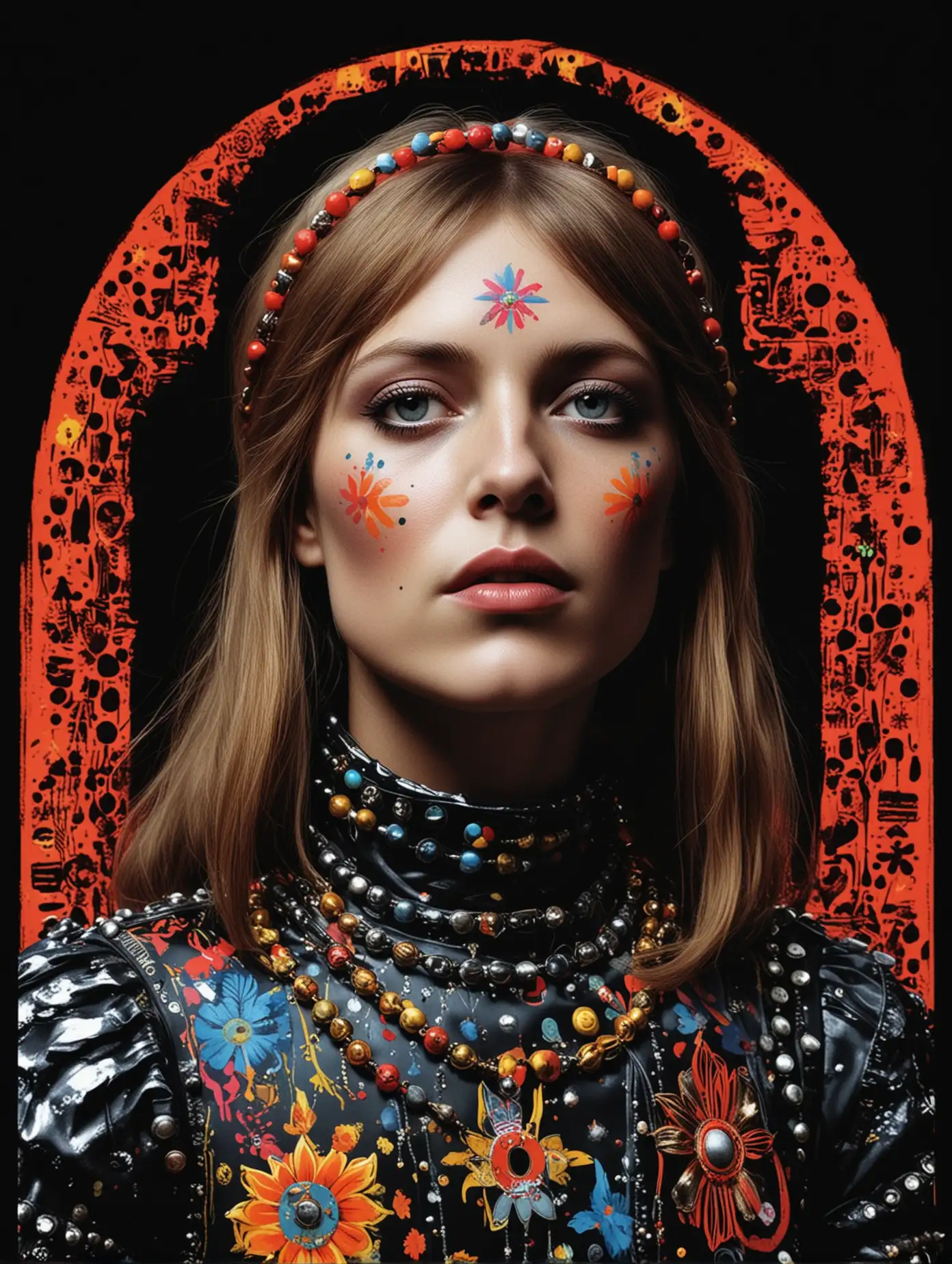 Glam Rock Hippie Joan of Arc in Vibrant Graphic Design