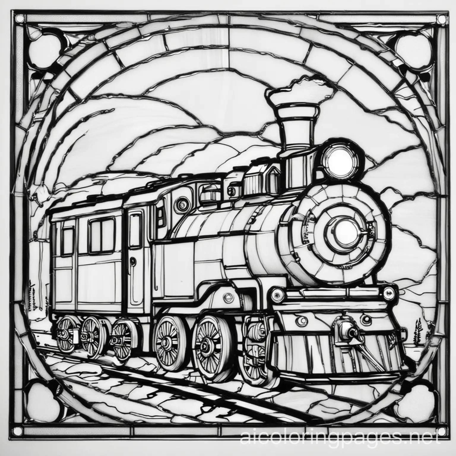 Stained-Glass-Train-Coloring-Page-Black-and-White-Line-Art-for-Kids