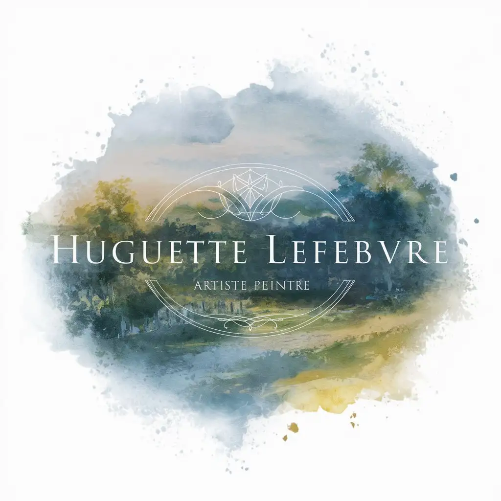 Elegant Logo Design Watercolor Country Background with Huguette Lefebvre Artiste Peintre