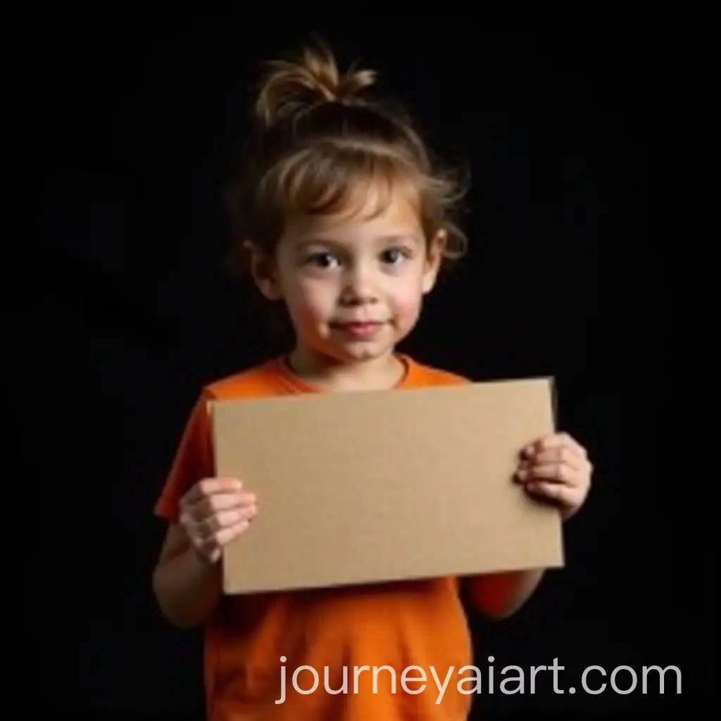 Child-Holding-Sign-in-Orange-Clothes-Against-a-Black-Background