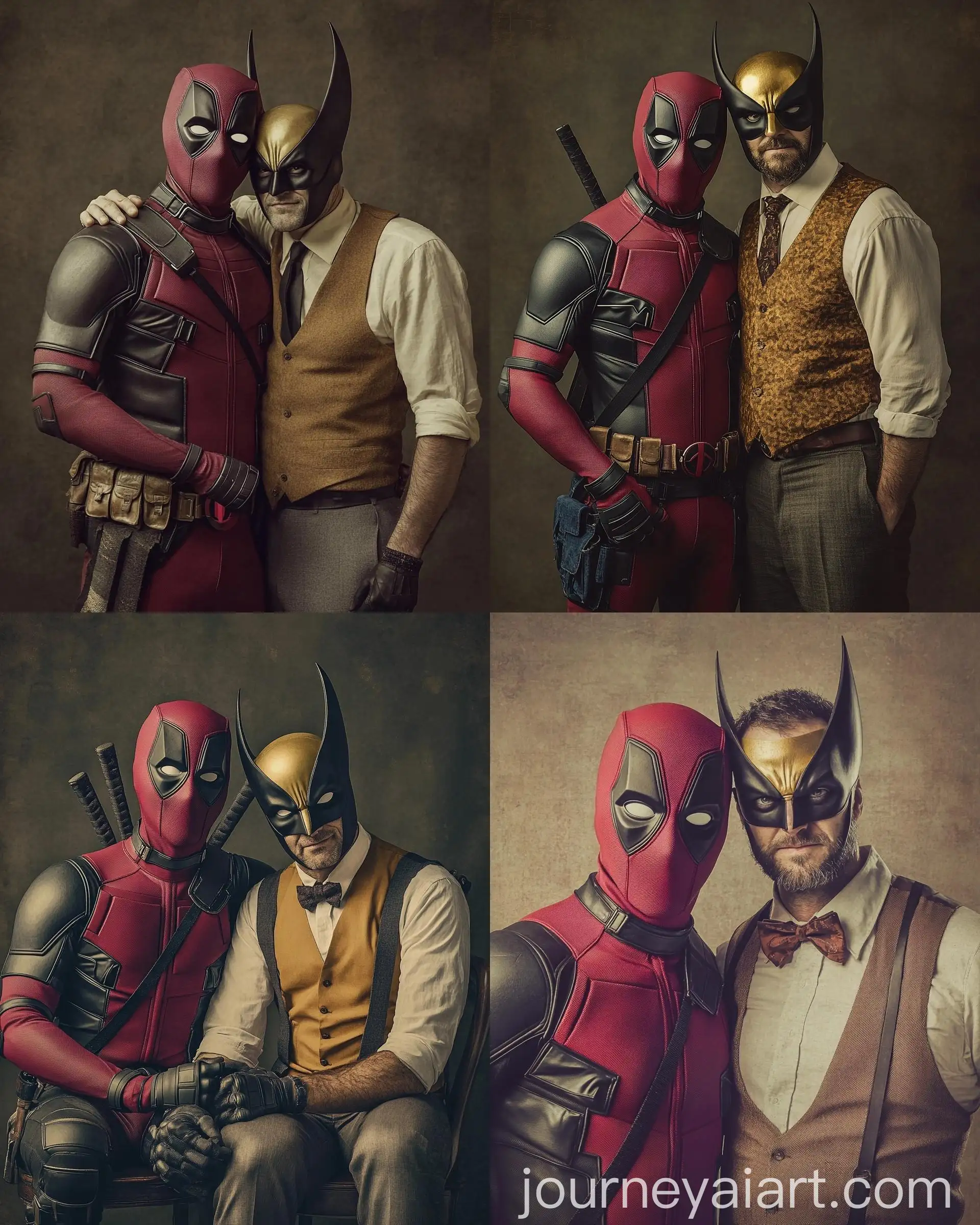 Vintage-Yearbook-Photo-of-Deadpool-and-Wolverine-in-Classic-Attire