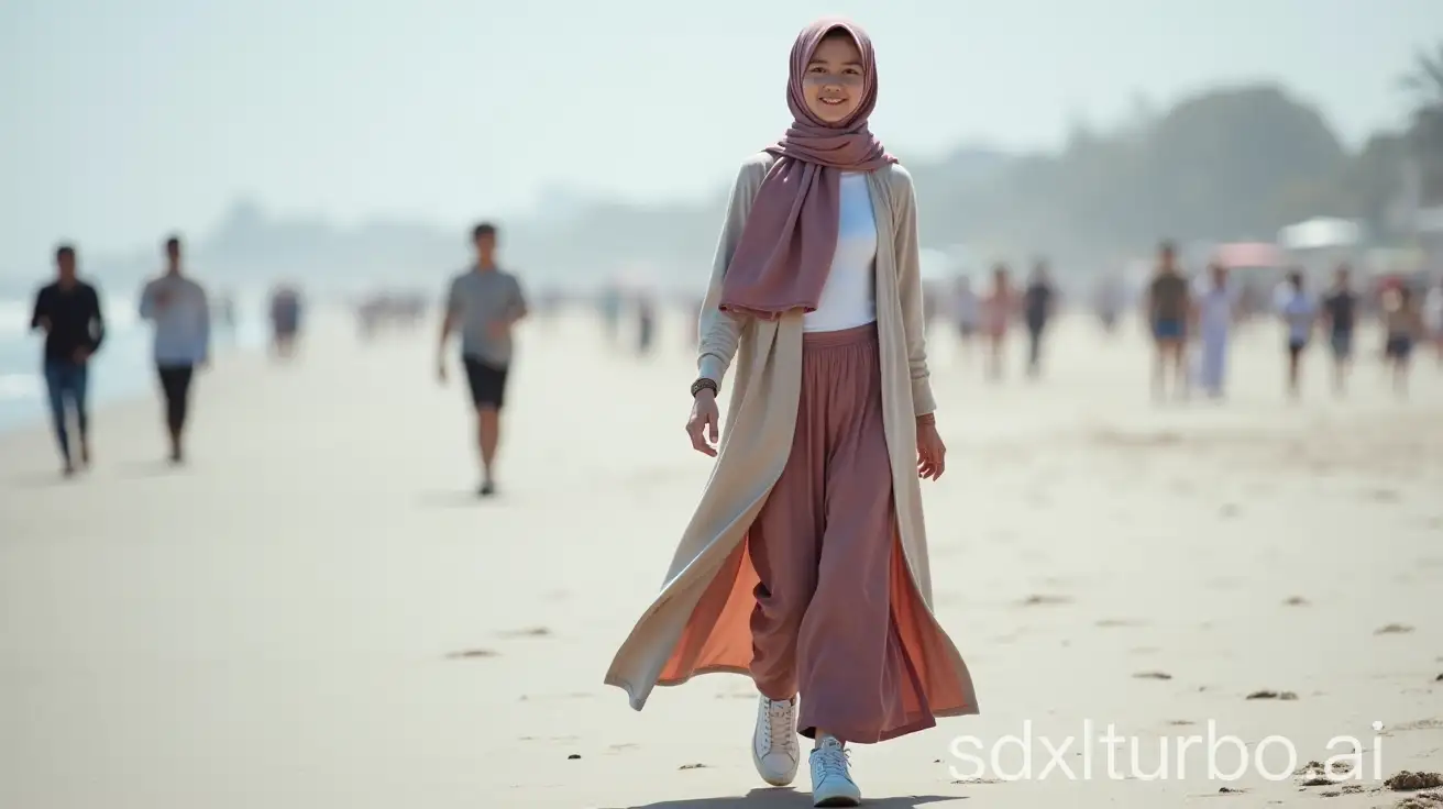 Young-Woman-in-Hijab-at-Beach-with-Blurred-Background