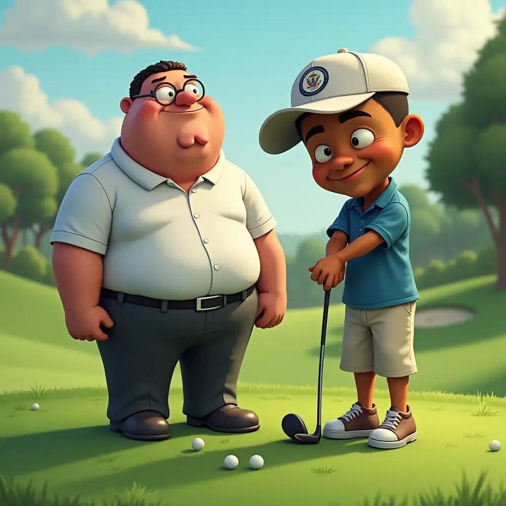 peter griffin playing golf with obama