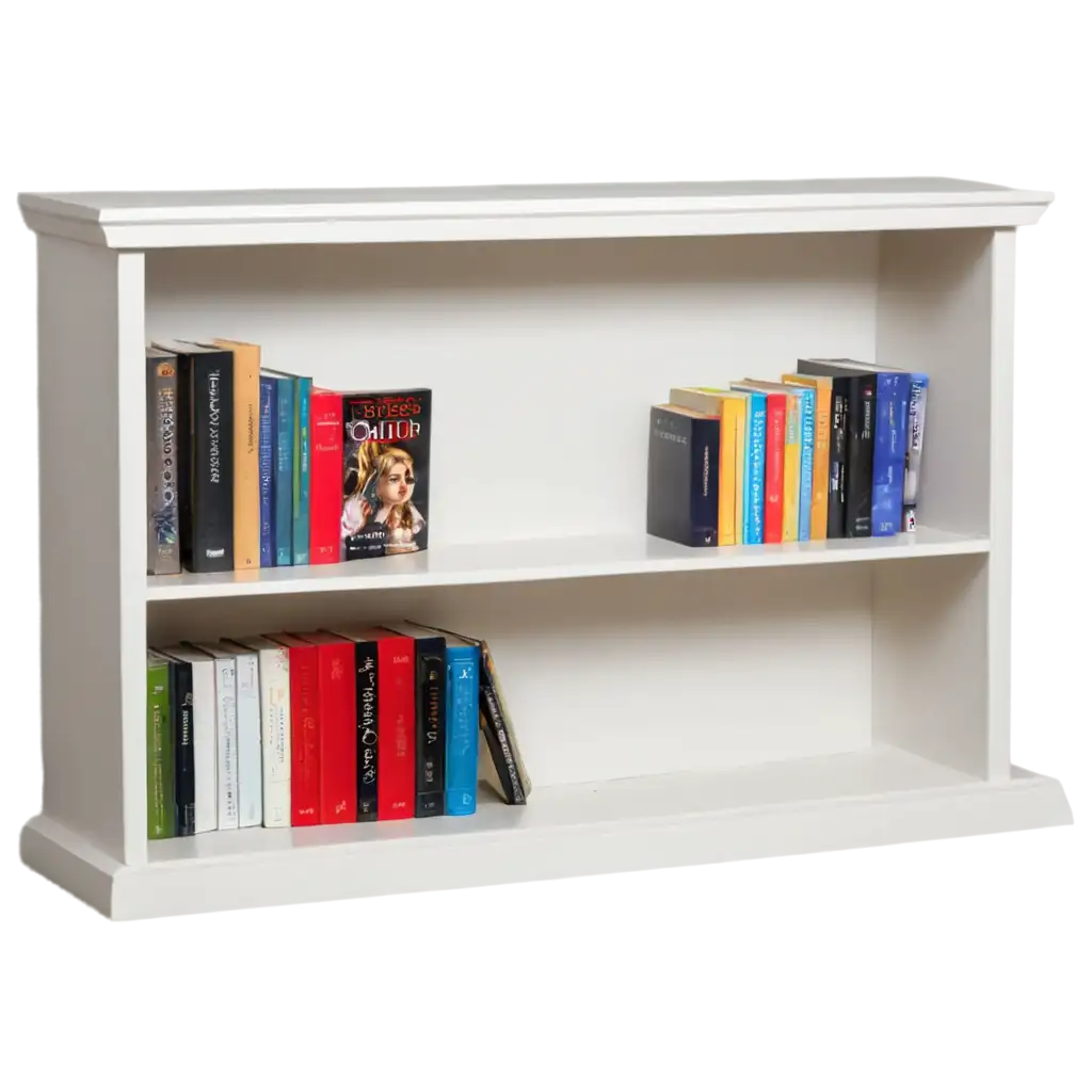 Small-White-English-Bookshelves-with-Books-PNG-for-Home-Decor-and-Digital-Design