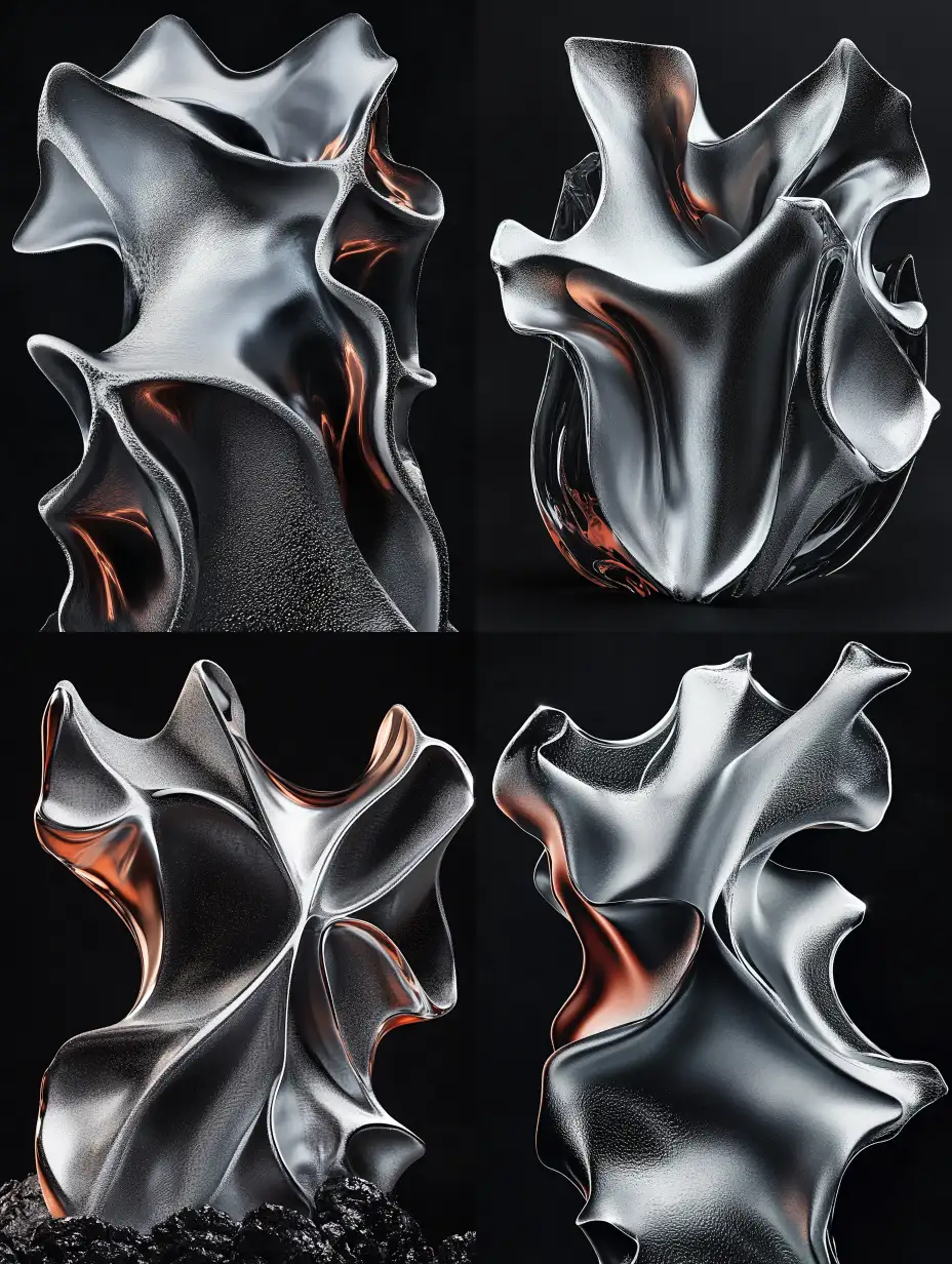 Surreal-Shards-of-Solid-and-Liquid-Forms-in-Grey-and-Black-Art-on-Black-Background