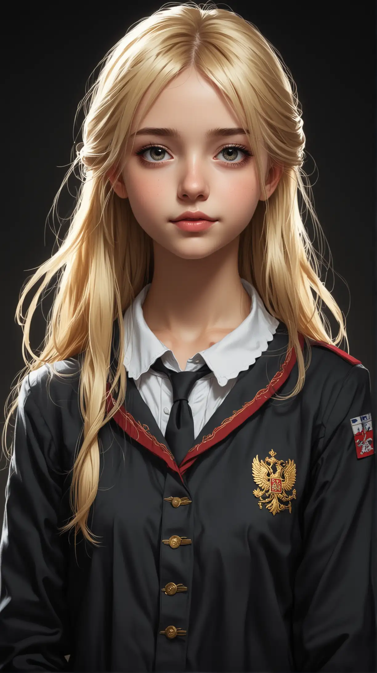 AnimeStyle Portrait of a Beautiful Blonde Teenager in Russian School Uniform