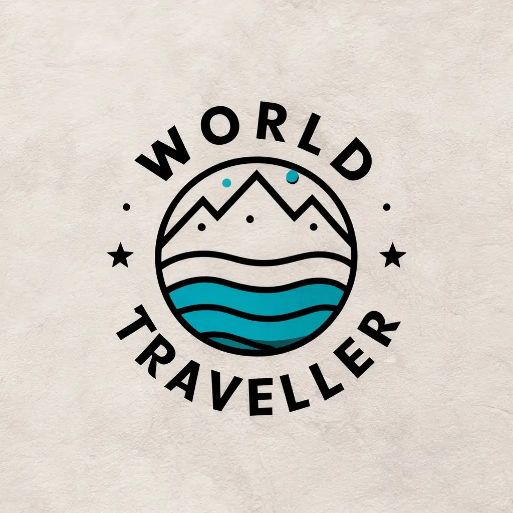 LOGO-Design-For-World-Traveler-Mountain-Water-Theme-in-Vector-Art