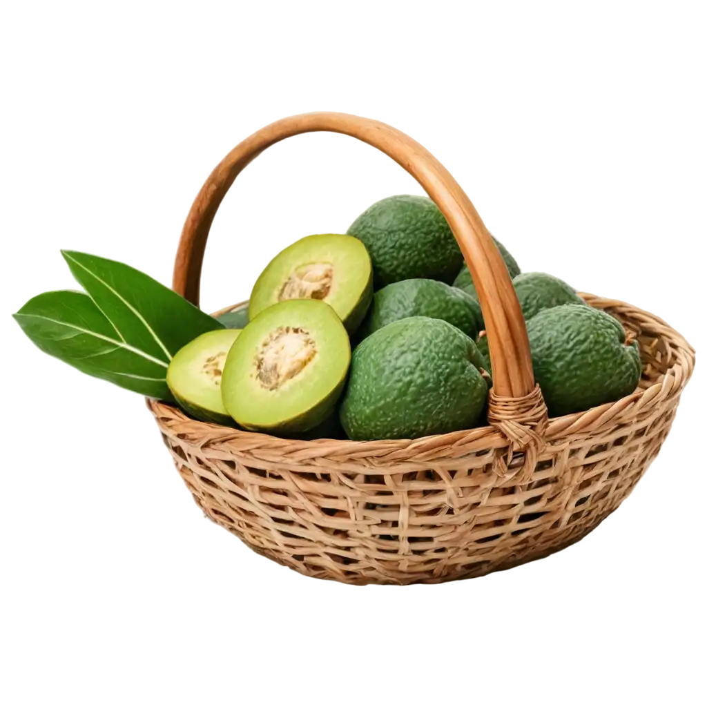 HighQuality-PNG-of-Woven-Basket-with-Fresh-Green-Feijoas-and-Tropical-Fruits