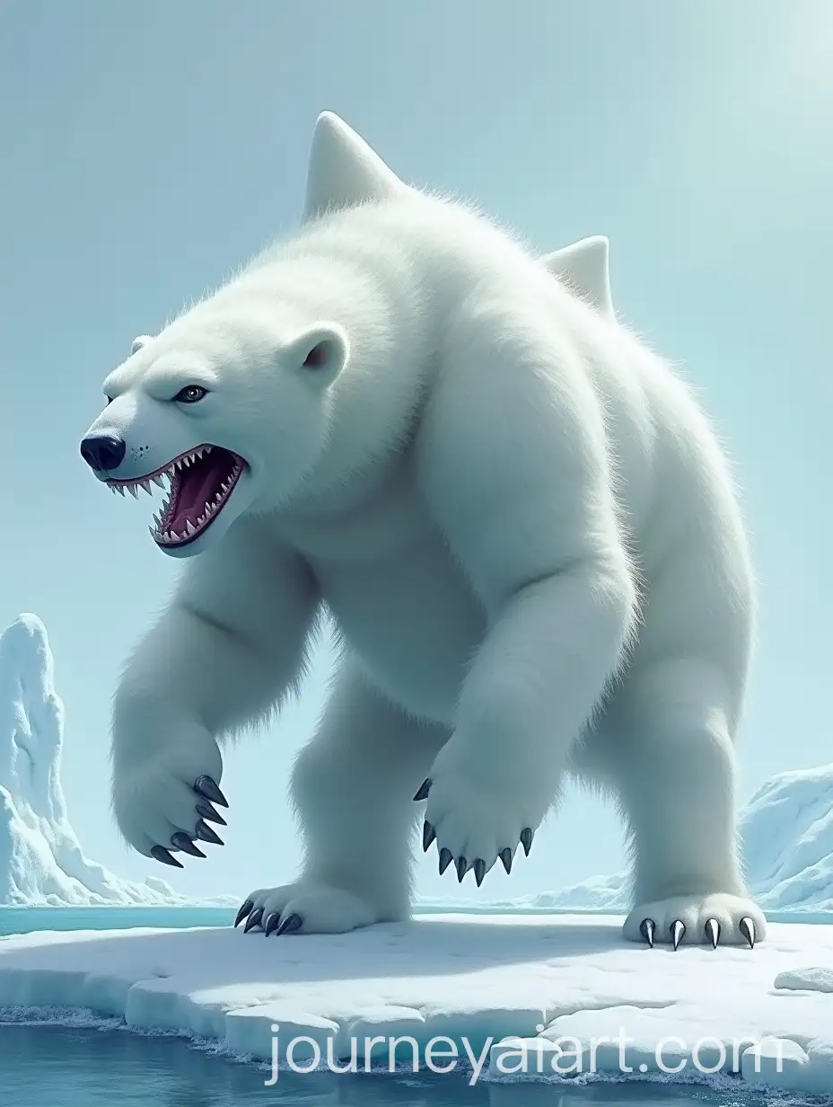 Arctic-Hybrid-Beast-Polar-Bear-Shark-Standing-on-Icy-Shore