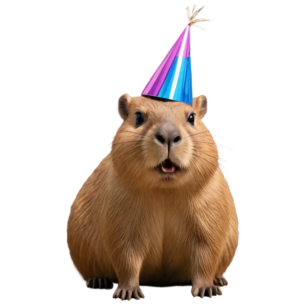 HighQuality-PNG-Image-of-an-Adorable-Capybara-Celebrating-a-Birthday-for-Web-Use