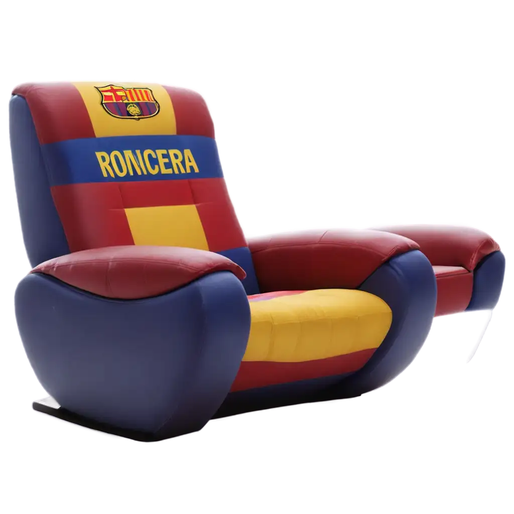 Ronaldinho-on-a-Blaugrana-Chair-in-the-Middle-of-a-Soccer-Field-PNG-Image