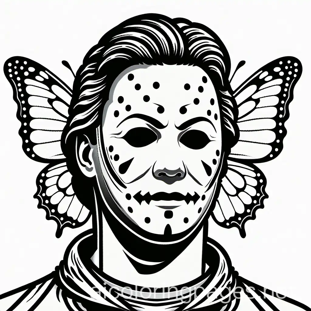 Michael-Myers-with-Butterfly-Costume-Mask-Coloring-Page