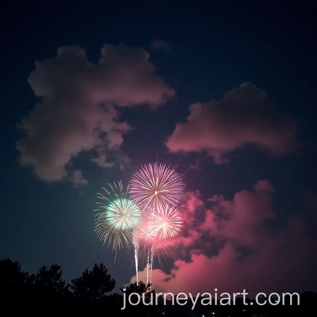 AI-Image-ExpansionColorful-Fireworks-Exploding-in-a-Mauve-and-Green-Night-Sky